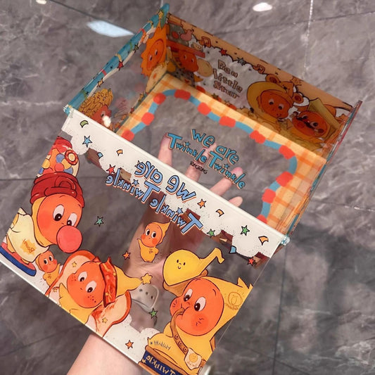 Cute star man acrylic storage box, girly heart desktop flap finishing storage box, student stationery and miscellaneous box