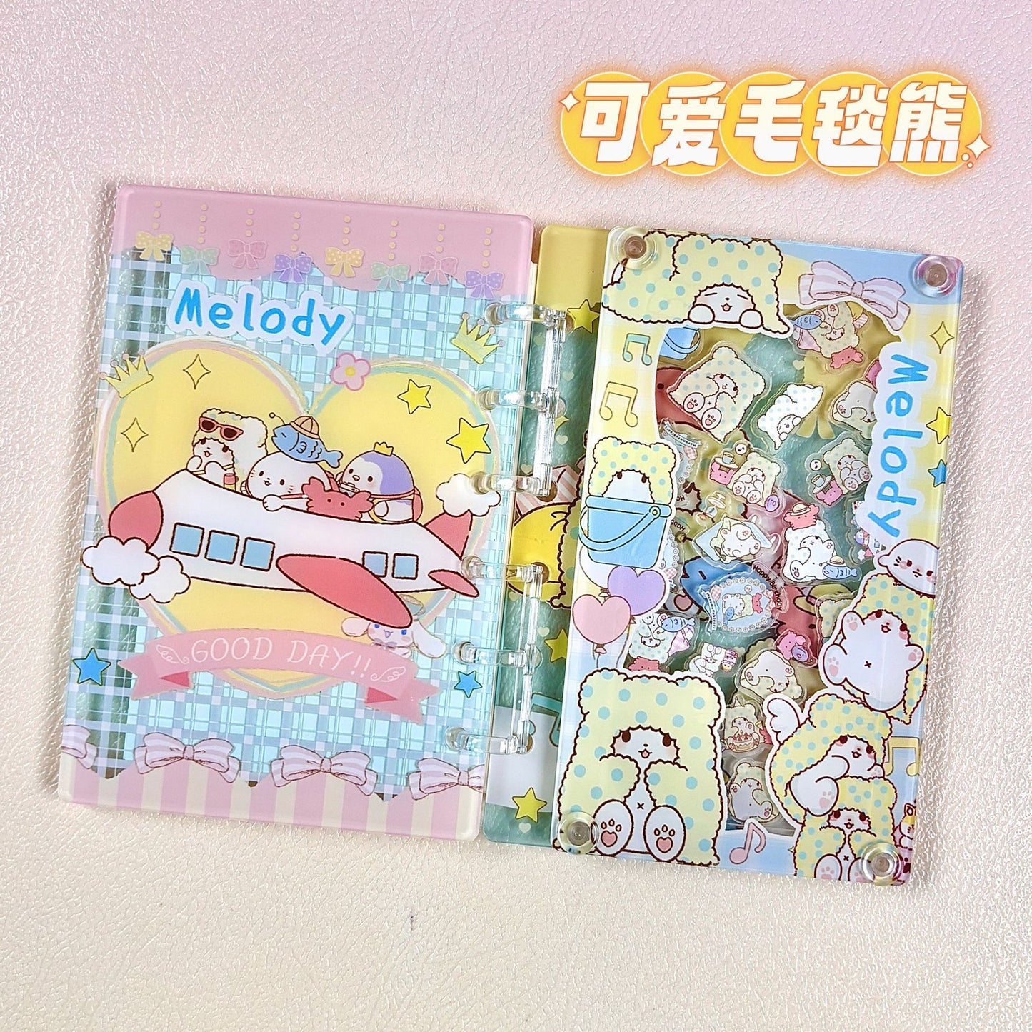 Japanese-style cartoon A7 loose-leaf notebook/shaker notebook/notebook with cute feminine design and high visual appeal for anime enthusiasts/students/acrylic products